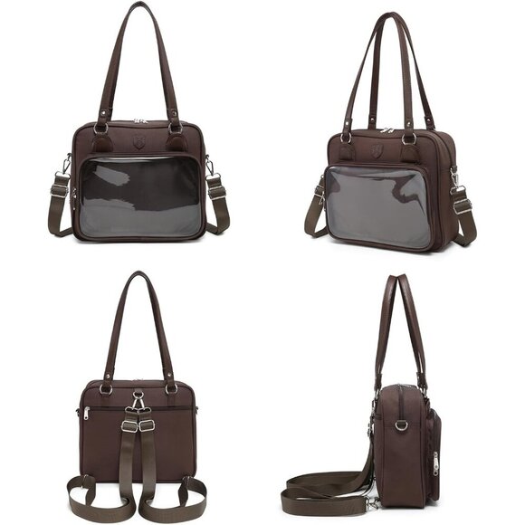 Elegant Coffee Oxford Ita Bag: Crossbody Backpack for Pins and Collectibles - Picture 5 of 7